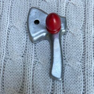 VTG Tomahawk Axe cookie cutter wooden red knob aluminum